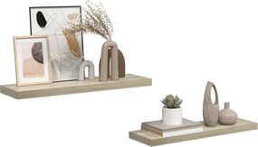 vidaXL Ράφια Τοίχου 2 τεμ. Χρώμα Δρυός 80x23,5x3,8 εκ. MDF