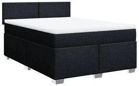 vidaXL Κρεβάτι Boxspring με Στρώμα Μαύρο 140x190 εκ. Υφασμάτινο