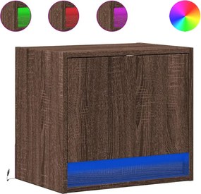 vidaXL Κομοδίνα Επιτοίχια με Φώτα LED 2 τεμ. Καφέ Δρυς
