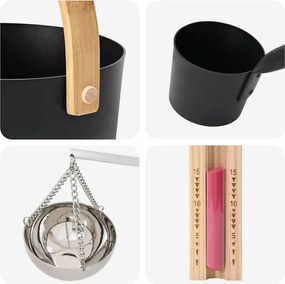 vidaXL Σετ Αξεσουάρ Σαουνάς 5 pcs Μαύρο