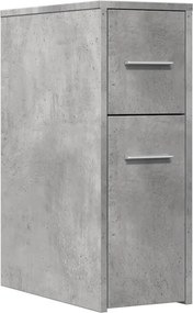 vidaXL Ντουλάπι Μπάνιου Στενό με Ροδάκια Γκρι Σκυρ. Επεξ. Ξύλο