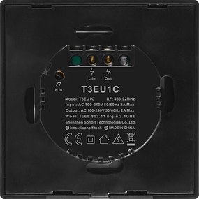 SONOFF smart διακόπτης ΤΧ-T3EU1C, αφής, Wi-Fi, μονός, μαύρος