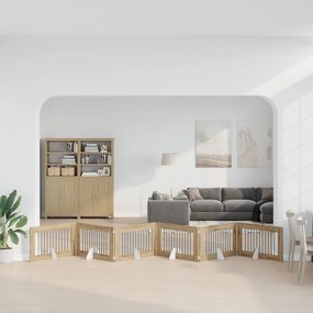vidaXL Στερεωμένη γυαλιστερή πύλη για σκύλους 6 τμχ. Artisan Δρυς