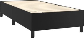 vidaXL Κρεβάτι Boxspring με Στρώμα Μαύρο 90x200εκ. από Συνθετικό Δέρμα