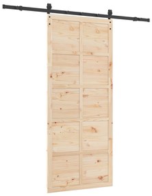 vidaXL Συρόμενη Πόρτα Καφέ 100 x 208 εκ. Μασίφ ξύλο πεύκου