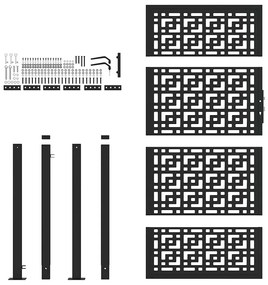 vidaXL Πύλη κήπου Μαύρη 105x180 cm Ατσάλινος σταυρός σχεδιασμού