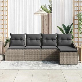 vidaXL Σετ Καναπέ με μαξιλάρι 5 pcs Γκρι συνθετικό ρατάν