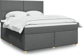 vidaXL Κρεβάτι Boxspring με Στρώμα Σκούρο Γκρι 180x200 εκ Υφασμάτιν