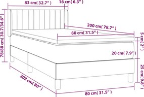 vidaXL Κρεβάτι Boxspring με Στρώμα Μαύρο 80 x 200 εκ. Υφασμάτινο