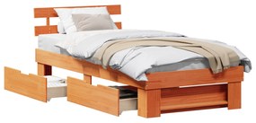 vidaXL Σκελετός Κρεβατιού Καφέ κεριού 90 x 190 cm Μασίφ ξύλο πεύκου