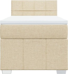 vidaXL Κρεβάτι Boxspring με Στρώμα Κρεμ 80 x 200 εκ. Υφασμάτινο