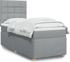 vidaXL Κρεβάτι Boxspring με Στρώμα Ανοιχτό Γκρι 80x200 εκ. Υφασμάτινο