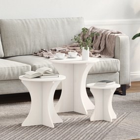 vidaXL Σετ Τραπεζιού Για Καφέ 3 pcs Λευκό 46 x 46 x 47 εκ.