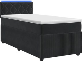 vidaXL Κρεβάτι box spring με στρώμα Μαύρο 100 x 200 cm Βελούδο