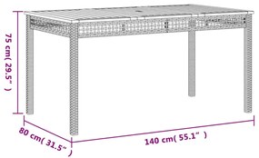 ΤΡΑΠΕΖΙ ΚΗΠΟΥ ΓΚΡΙ 140X80X75 ΕΚ. ΣΥΝΘΕΤΙΚΟ ΡΑΤΑΝ / ΞΥΛΟ ΑΚΑΚΙΑΣ 366277