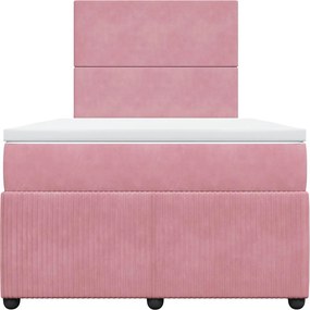 vidaXL Κρεβάτι Boxspring με Στρώμα Ροζ 120x200 εκ. Βελούδινο