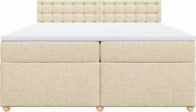 vidaXL Κρεβάτι Boxspring με Στρώμα Κρεμ 200x200 εκ. Υφασμάτινο