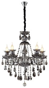 Artekko Chandelier Riky Πολυέλαιος 8φωτος Ανθρακί Κρύσταλλο (80x80x70)cm