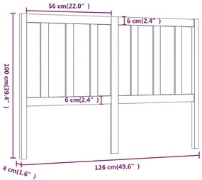 vidaXL Κεφαλάρι Κρεβατιού Μελί 126 x 4 x 100 εκ. από Μασίφ Ξύλο Πεύκου