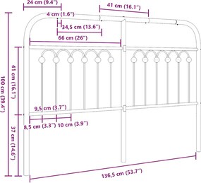 vidaXL Ανταλλακτικό κεφαλάρι Λευκό 135 εκ. Μεταλλικό