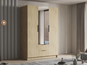 Ντουλάπα Calwi II τρίφυλλη-Φυσικό - Μαύρο