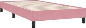 vidaXL Box Spring κρεβάτι με στρώμα ροζ 90x210 εκ. Βελούδινο