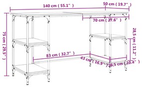 ΓΡΑΦΕΙΟ SONOMA ΔΡΥΣ 140X50X75 ΕΚ. ΜΕΤΑΛΛΟ &amp; ΕΠΕΞΕΡΓΑΣΜΕΝΟ ΞΥΛΟ 845327