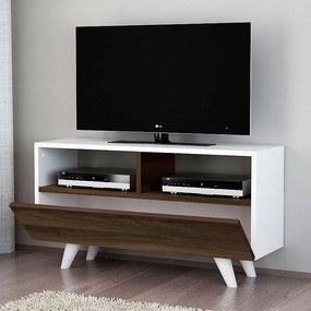 Έπιπλο τηλεόρασης Novela Megapap χρώμα λευκό - καρυδί 90x29,5x50εκ.