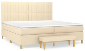 Κρεβάτι Boxspring με Στρώμα Κρεμ 200x200 εκ. Υφασμάτινο - Κρεμ