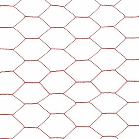 vidaXL Συρματόπλεγμα Εξάγωνο Κόκκινο 25x1 μ. Ατσάλι με Επικάλυψη PVC