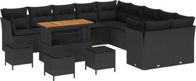 vidaXL Σετ Καναπέ Κήπου 14 pcs Μαύρο συνθετικό ρατάν
