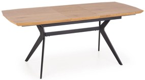 Τραπέζι Houston 1661, Μαύρο, Χρυσή βελανιδία, 76x90x140cm, 41 kg, Επιμήκυνση, Ινοσανίδες μέσης πυκνότητας, Μέταλλο | Epipla1.gr