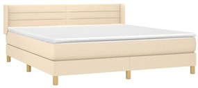 vidaXL Κρεβάτι Boxspring με Στρώμα Κρεμ 180x200 εκ. Υφασμάτινο