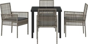 vidaXL Σέτ φαγητού για κήπο 5 pcs Γκρι συνθετικό ρατάν
