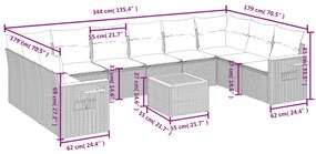 vidaXL Σαλόνι Κήπου 11 Τεμαχίων Γκρι από Συνθετικό Ρατάν με Μαξιλάρια