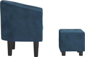 vidaXL Πολυθρόνα Μπάρελ με Υποπόδιο Σκούρο Μπλε Βελούδινη