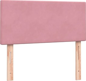 vidaXL Κρεβάτι Boxspring με Στρώμα &amp; LED Ροζ 80x220 εκ. Βελούδινο