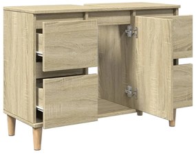 vidaXL Ντουλάπι Νιπτήρα Sonoma Δρυς 80x33x60 εκ. Επεξεργασμένο Ξύλο