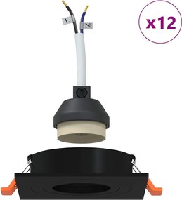 vidaXL Σποτ 12 pcs Μαύρο 9 x 9 x 2 εκ. Αλουμίνιο