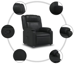 vidaXL Πολυθρόνα Ανακλινόμενη Μαύρη από Συνθετικό Δέρμα