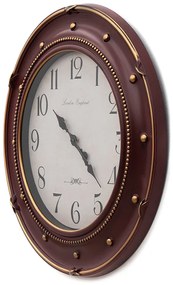 Πλαστικό ρολόι τοίχου σε χρώμα χρυσό/κόκκινο Φ60