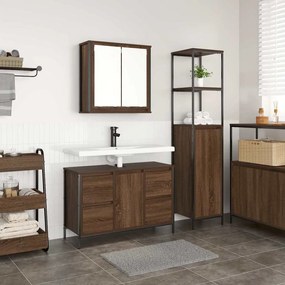 vidaXL Σετ Επίπλων Μπάνιου 2 pcs Καφέ δρυς και Μαύρο 36 x 35 x 165 εκ