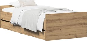 vidaXL Σκελετός Κρεβατιού Artisan Δρυς 100 x 200 cm Επεξεργασμένο Ξύλο