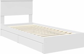 vidaXL Κρεβάτι Αποθήκης Λευκό 90 x 200 cm Επεξεργασμένο ξύλο