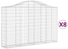 vidaXL Συρματοκιβώτια Τοξωτά 8 τεμ. 200x30x120/140 εκ. Γαλβαν. Ατσάλι