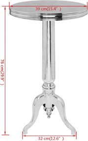 vidaXL Τραπέζι Βοηθητικό Στρογγυλό Ασημί από Αλουμίνιο