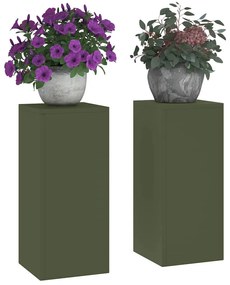 vidaXL στηλοβάτες γλαστρών , ελιά, 2 τμχ, 24 x 24 x 55 εκ., μεταλλικές