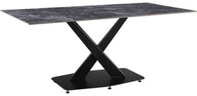 Τραπέζι Tafel pakoworld Sintered stone μαύρο με μεταλλικά πόδια σε μαύρη απόχρωση 180x90x76εκ