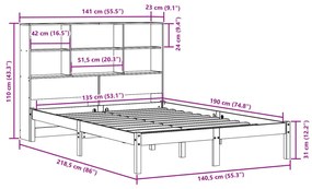 ΚΡΕΒΑΤΙ ΒΙΒΛΙΟΘΗΚΗ ΧΩΡΙΣ ΣΤΡΩΜΑ 135X190 ΕΚ ΜΑΣΙΦ ΞΥΛΟ ΠΕΥΚΟΥ 3321600