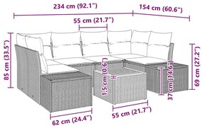 vidaXL Σετ Καναπέ Κήπου 7 pcs Beige, ανοιχτό γκρι